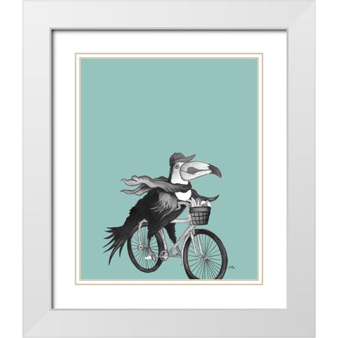 What a Wild Ride on Teal II White Modern Wood Framed Art Print with Double Matting by Medley, Elizabeth