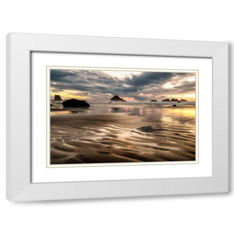 Pacific Low Tide White Modern Wood Framed Art Print with Double Matting by Amos, Andy