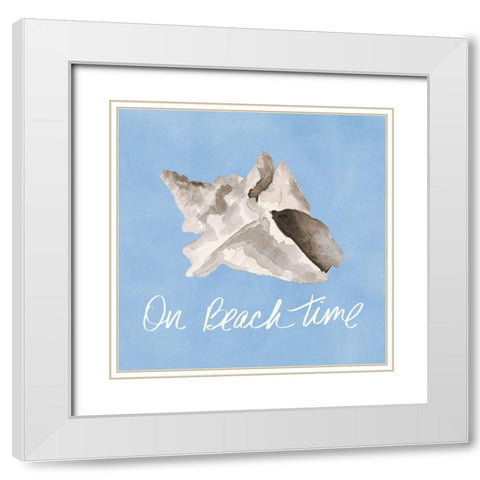 On Beach Time Shell White Modern Wood Framed Art Print with Double Matting by Loreth, Lanie