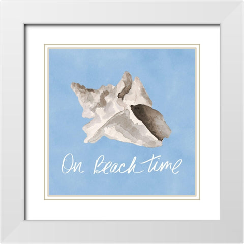 On Beach Time Shell White Modern Wood Framed Art Print with Double Matting by Loreth, Lanie