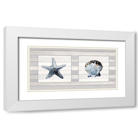 Starfish And Shell Duo White Modern Wood Framed Art Print with Double Matting by Loreth, Lanie