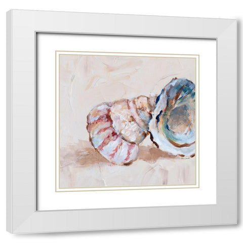 Neutral Sand Shells II White Modern Wood Framed Art Print with Double Matting by Loreth, Lanie