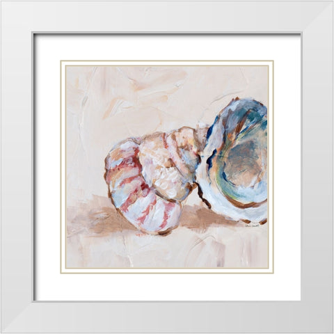 Neutral Sand Shells II White Modern Wood Framed Art Print with Double Matting by Loreth, Lanie