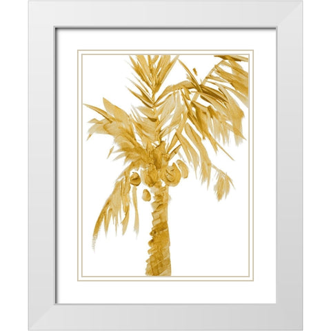 Gold Palms I White Modern Wood Framed Art Print with Double Matting by Loreth, Lanie