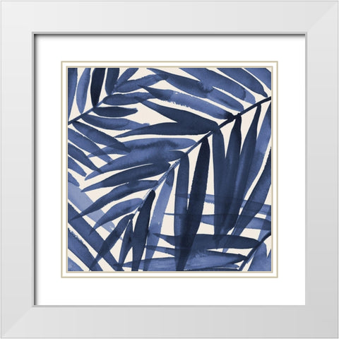 Navy Palm Design II White Modern Wood Framed Art Print with Double Matting by Loreth, Lanie