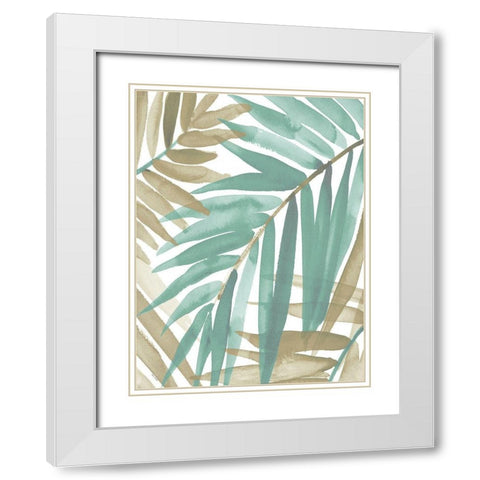 Teal Palm Design II White Modern Wood Framed Art Print with Double Matting by Loreth, Lanie