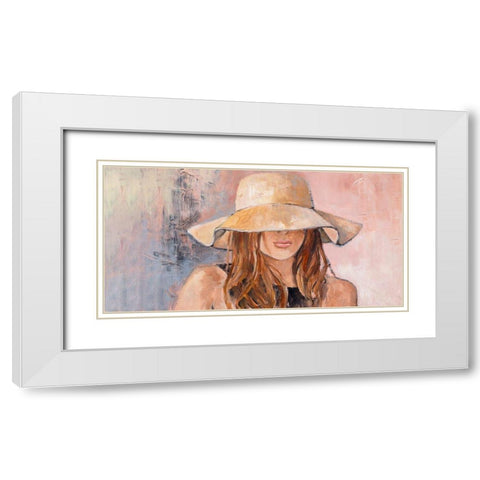 Woman In Hat White Modern Wood Framed Art Print with Double Matting by Loreth, Lanie