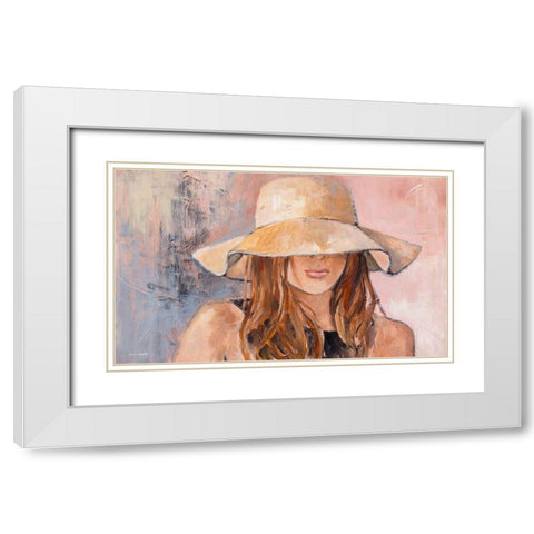 Woman in Hat White Modern Wood Framed Art Print with Double Matting by Loreth, Lanie
