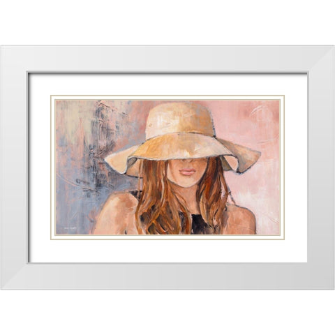 Woman in Hat White Modern Wood Framed Art Print with Double Matting by Loreth, Lanie