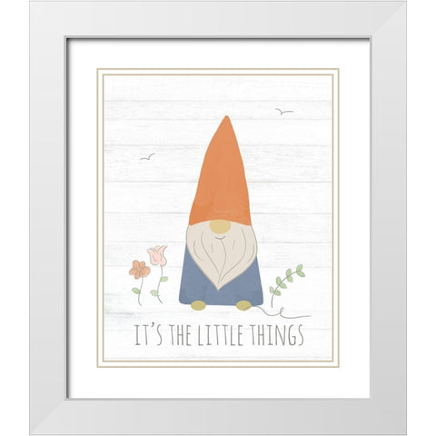 Its the Little Things (Gnome) White Modern Wood Framed Art Print with Double Matting by Quach, Anna