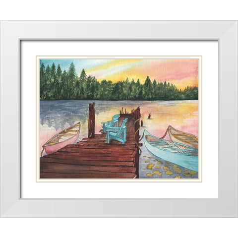 Lake Sunsets White Modern Wood Framed Art Print with Double Matting by Medley, Elizabeth