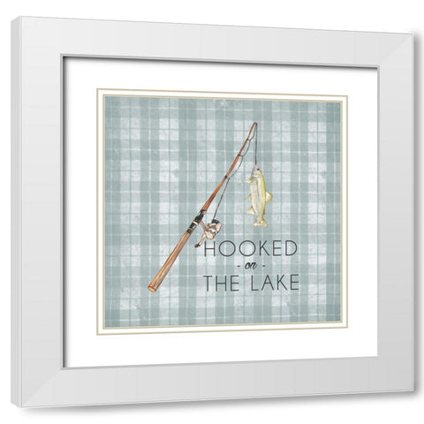 Hooked On The Lake White Modern Wood Framed Art Print with Double Matting by Medley, Elizabeth