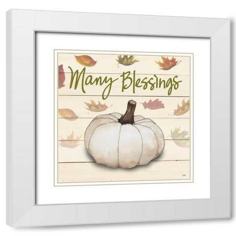 Happy Harvest Sayings III White Modern Wood Framed Art Print with Double Matting by Medley, Elizabeth