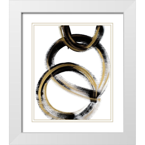 Modern Flow With Gold White Modern Wood Framed Art Print with Double Matting by Bryant, Susan