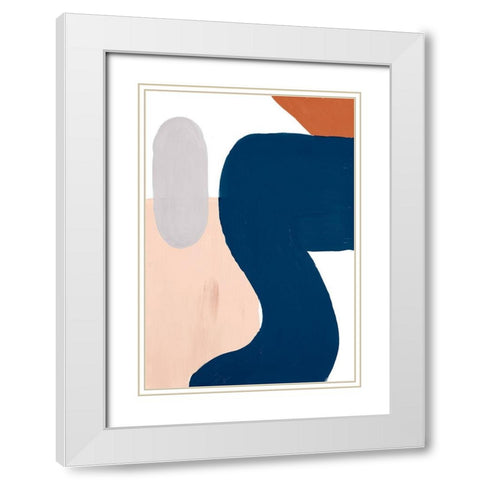 Spirit Navy Shapes Vertical White Modern Wood Framed Art Print with Double Matting by Bryant, Susan