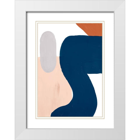 Spirit Navy Shapes Vertical White Modern Wood Framed Art Print with Double Matting by Bryant, Susan