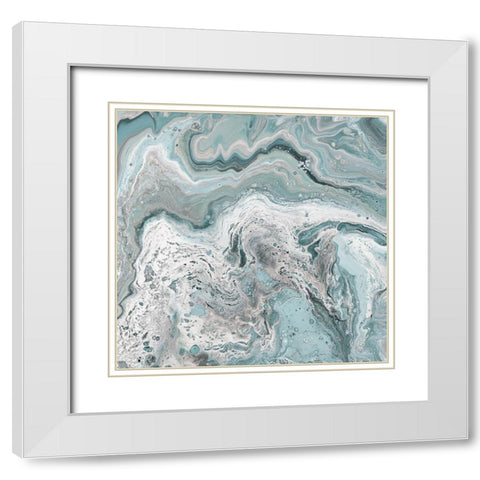 Deep Teal Sea White Modern Wood Framed Art Print with Double Matting by DeRice, Julie