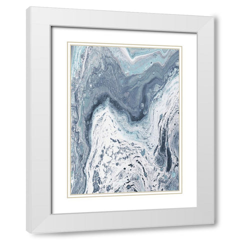 Blue Oil Spill I White Modern Wood Framed Art Print with Double Matting by DeRice, Julie
