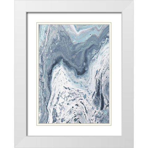 Blue Oil Spill I White Modern Wood Framed Art Print with Double Matting by DeRice, Julie