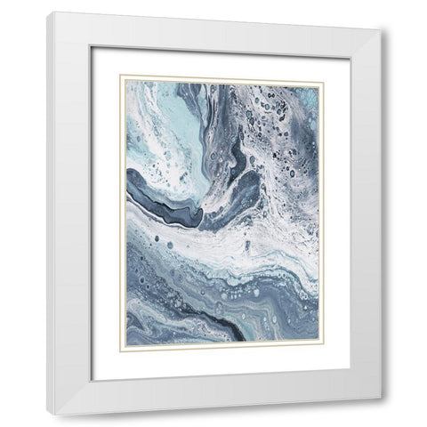 Blue Oil Spill II White Modern Wood Framed Art Print with Double Matting by DeRice, Julie