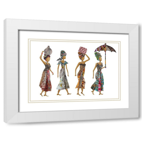Xhose Woman Group White Modern Wood Framed Art Print with Double Matting by Ritter, Gina