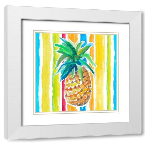 Vibrant Pineapple I White Modern Wood Framed Art Print with Double Matting by Loreth, Lanie