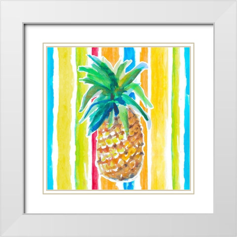 Vibrant Pineapple I White Modern Wood Framed Art Print with Double Matting by Loreth, Lanie
