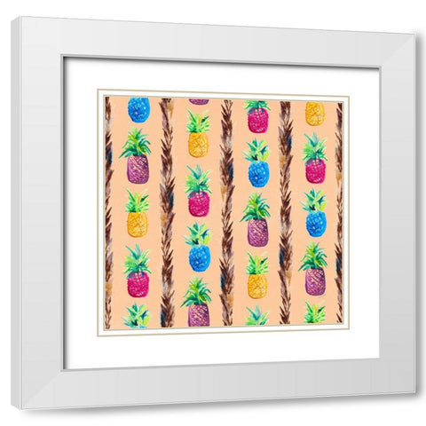 Pineapple Jam Pattern White Modern Wood Framed Art Print with Double Matting by Loreth, Lanie