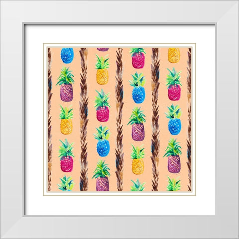 Pineapple Jam Pattern White Modern Wood Framed Art Print with Double Matting by Loreth, Lanie