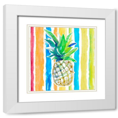 Vibrant Pineapple II White Modern Wood Framed Art Print with Double Matting by Loreth, Lanie
