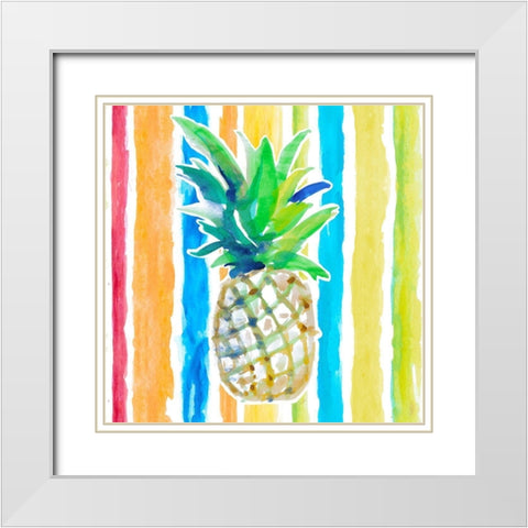 Vibrant Pineapple II White Modern Wood Framed Art Print with Double Matting by Loreth, Lanie