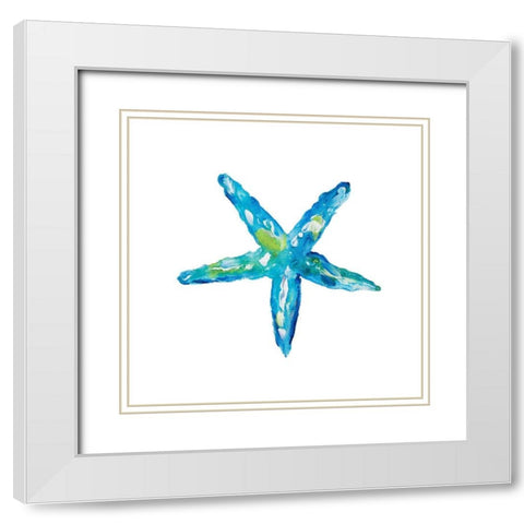Deep Blue Starfish White Modern Wood Framed Art Print with Double Matting by DeRice, Julie