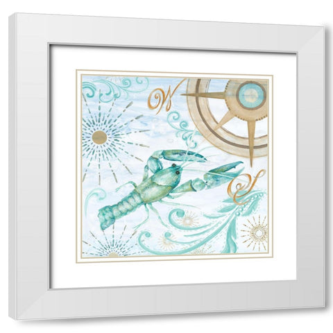 Teal Coastal Collection I White Modern Wood Framed Art Print with Double Matting by Gaynor, Janice