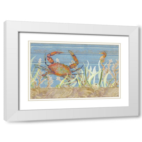 Ocean Floor Crab White Modern Wood Framed Art Print with Double Matting by Gaynor, Janice