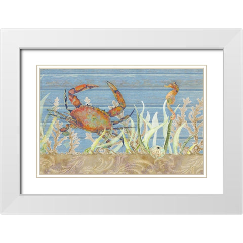 Ocean Floor Crab White Modern Wood Framed Art Print with Double Matting by Gaynor, Janice