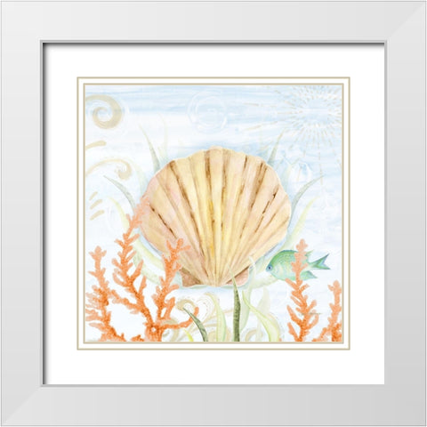 Ocean Life Shell White Modern Wood Framed Art Print with Double Matting by Gaynor, Janice