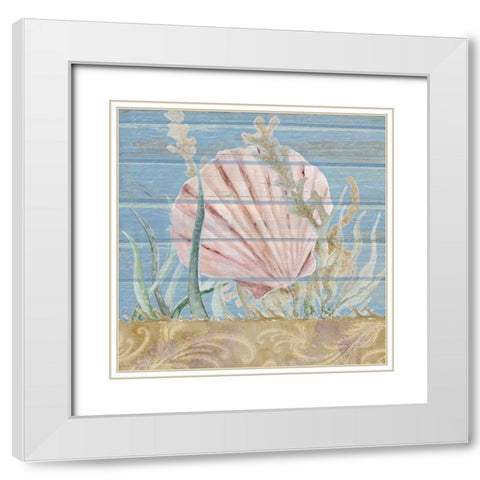 Ocean Floor Blue Square I White Modern Wood Framed Art Print with Double Matting by Gaynor, Janice