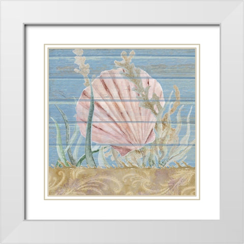 Ocean Floor Blue Square I White Modern Wood Framed Art Print with Double Matting by Gaynor, Janice