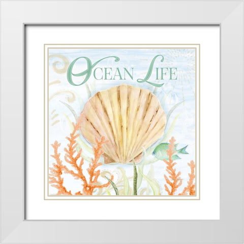 Ocean Life White Modern Wood Framed Art Print with Double Matting by Gaynor, Janice