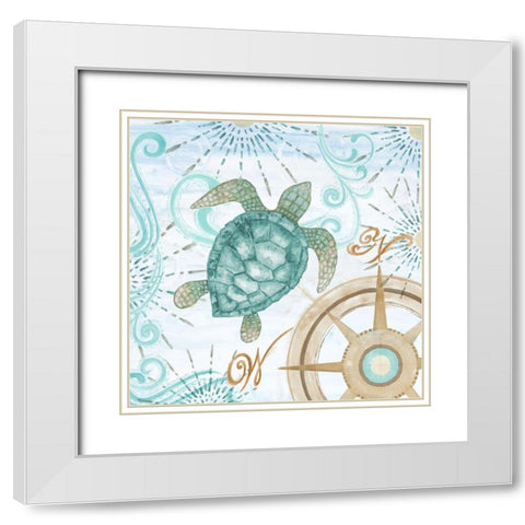 Teal Coastal Collection II White Modern Wood Framed Art Print with Double Matting by Gaynor, Janice