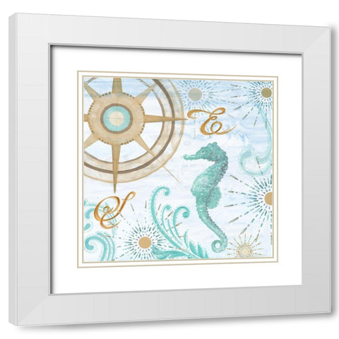 Teal Coastal Collection III White Modern Wood Framed Art Print with Double Matting by Gaynor, Janice