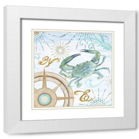 Teal Coastal Collection IV White Modern Wood Framed Art Print with Double Matting by Gaynor, Janice