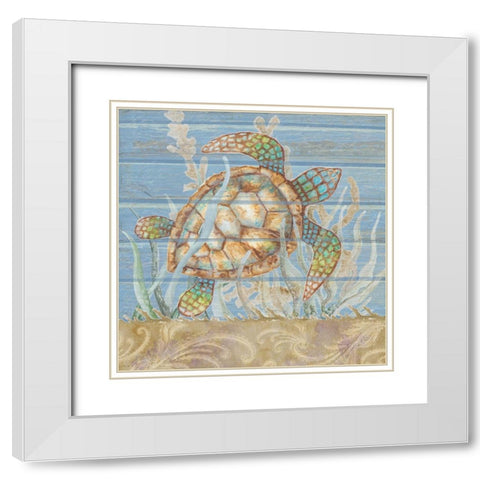 Ocean Floor Blue Square IV White Modern Wood Framed Art Print with Double Matting by Gaynor, Janice