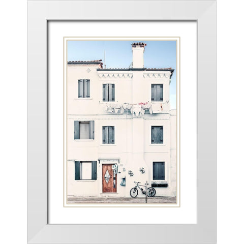 Quiet Mediterranean Village White Modern Wood Framed Art Print with Double Matting by Amos, Andy