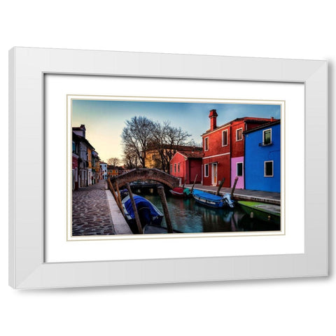 Burano White Modern Wood Framed Art Print with Double Matting by Amos, Andy