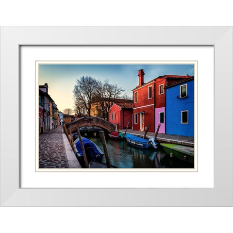 Burano White Modern Wood Framed Art Print with Double Matting by Amos, Andy