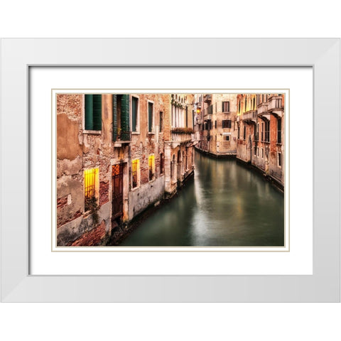 Venice Twilight White Modern Wood Framed Art Print with Double Matting by Amos, Andy