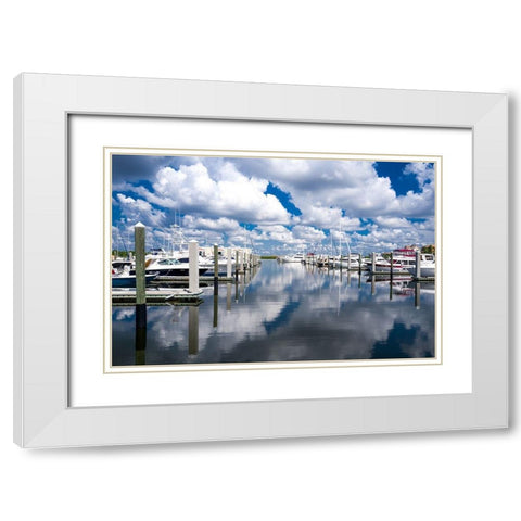 Boat Pier White Modern Wood Framed Art Print with Double Matting by Bill Carson Photography
