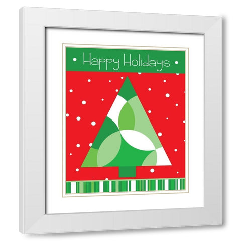 Happy Holidays White Modern Wood Framed Art Print with Double Matting by Quach, Anna