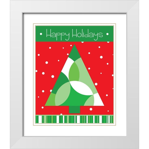 Happy Holidays White Modern Wood Framed Art Print with Double Matting by Quach, Anna